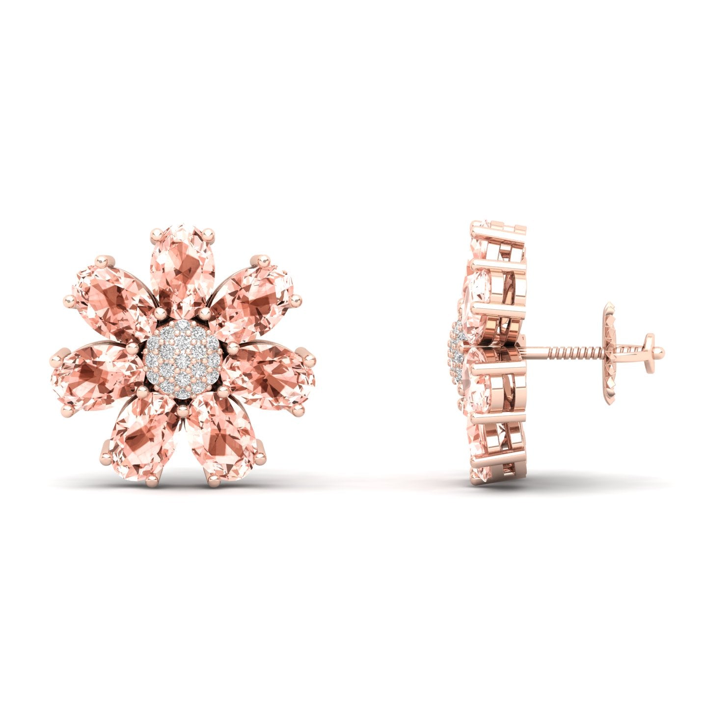 Maurya Fleur London Blue Topaz and Diamond Push Back Earrings