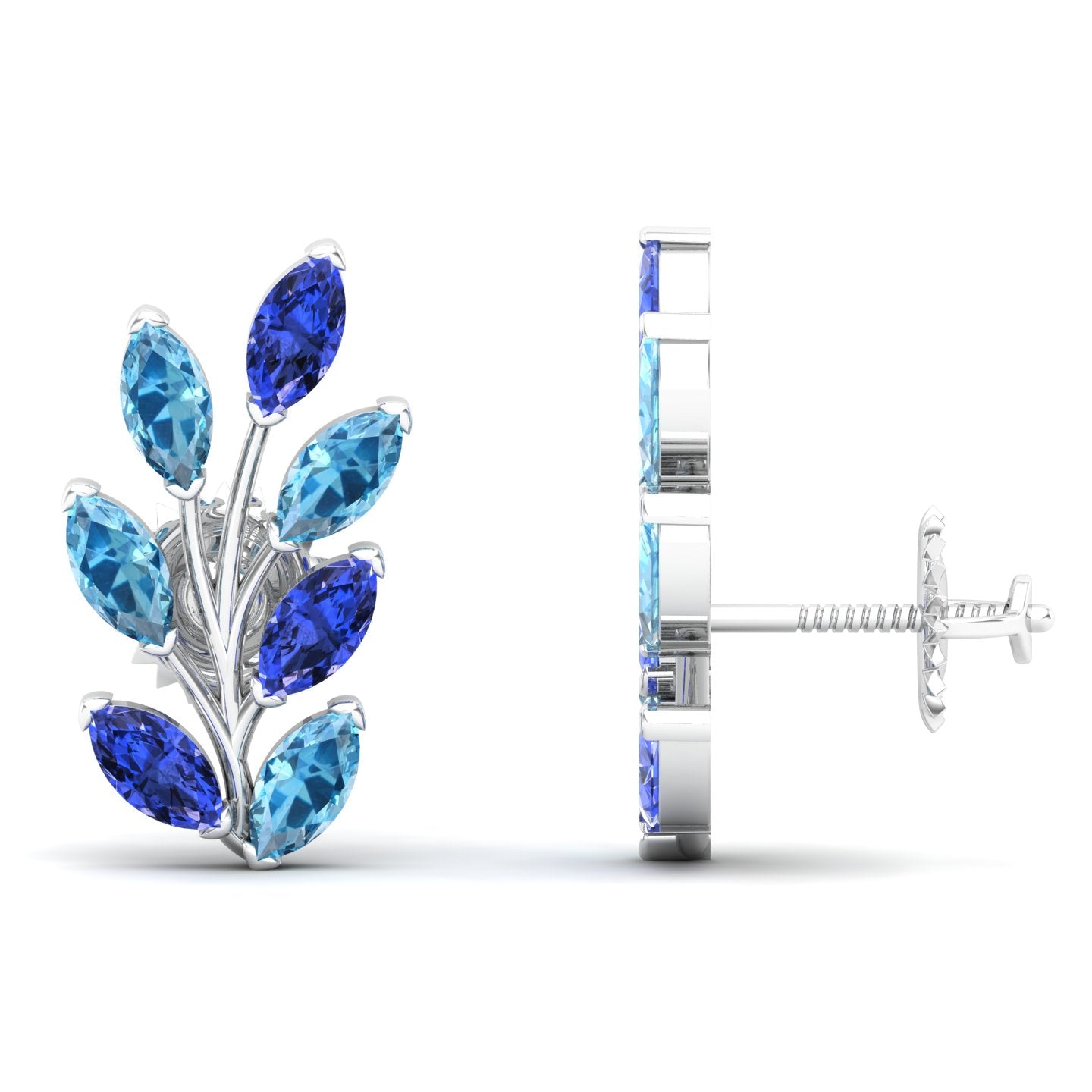 Maurya Frozen Life Tanzanite Push Back Earrings with Topaz