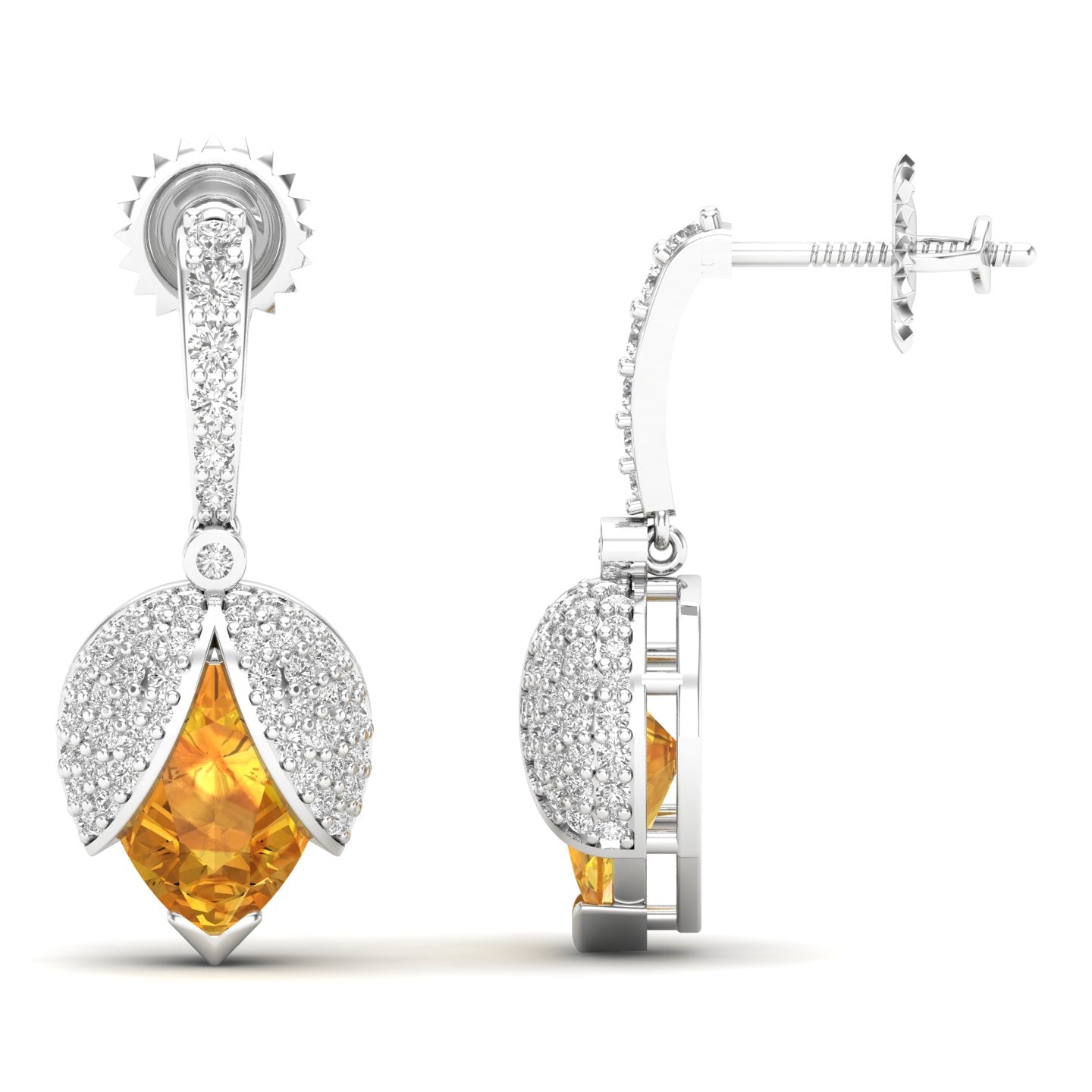 Maurya Beetle Ruby Push Back Earrings with Diamonds