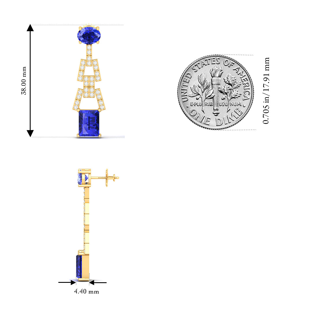 Maurya Tanzanite Art Effect Fashion Earrings with Diamonds