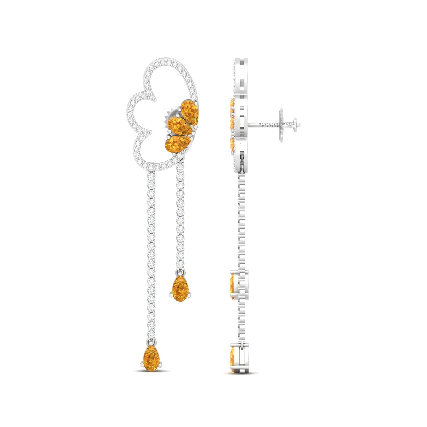Maurya Papillon Drop Earrings with Peridot and Diamonds