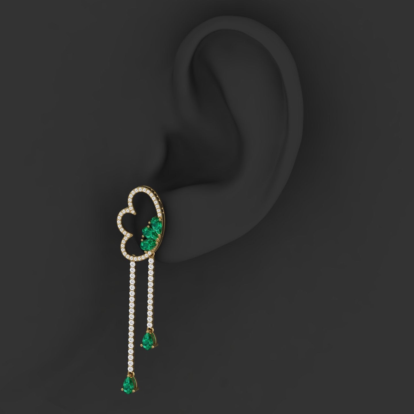 Maurya Papillon Drop Earrings with Peridot and Diamonds