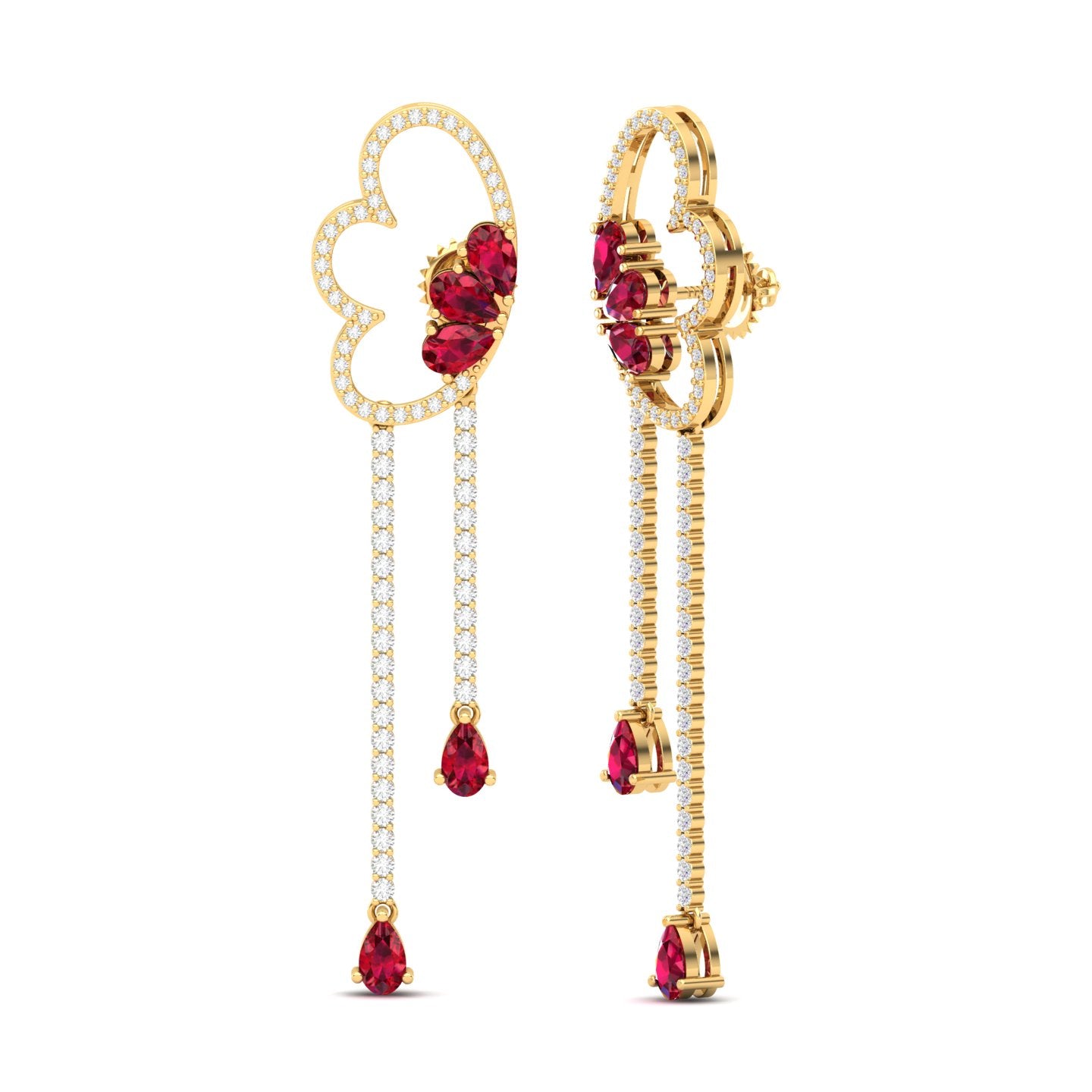 Maurya Papillon Drop Earrings with Peridot and Diamonds