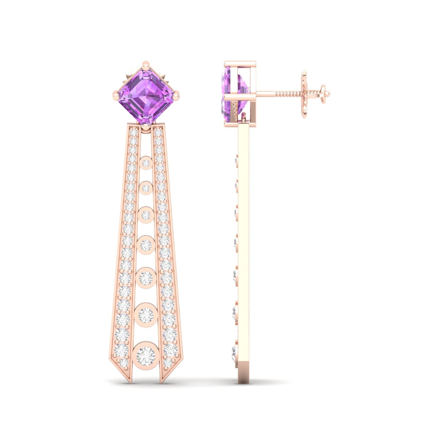 Maurya Amethyst Ginga Fashion Earrings with Diamonds