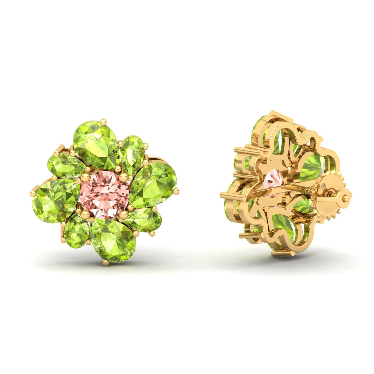 Maurya Color Strokes Peridot Stud Earrings with Morganite
