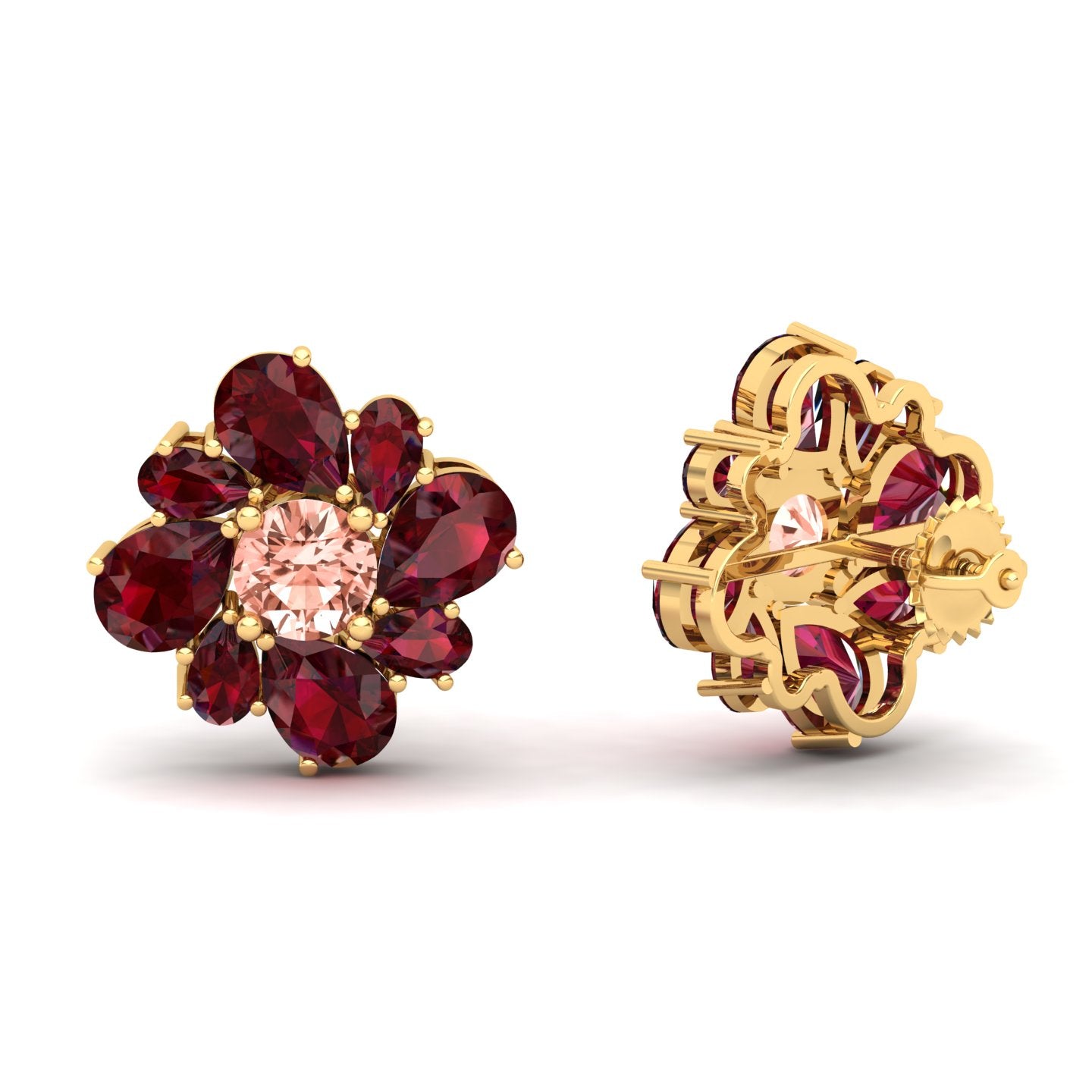 Maurya Color Strokes Peridot Stud Earrings with Morganite