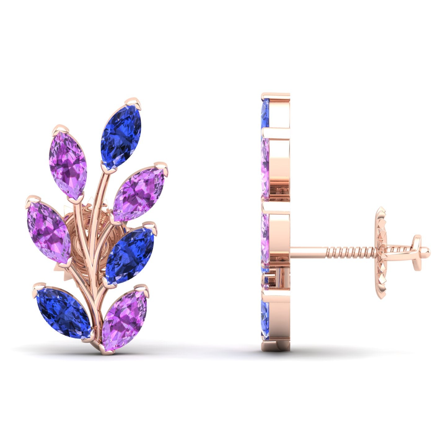 Maurya Frozen Life Tanzanite Push Back Earrings with Topaz