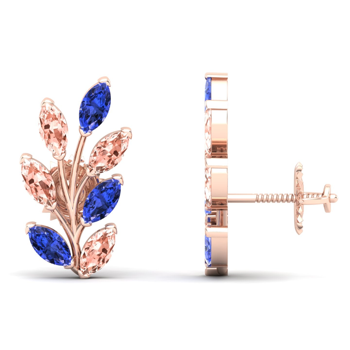 Maurya Frozen Life Tanzanite Push Back Earrings with Topaz