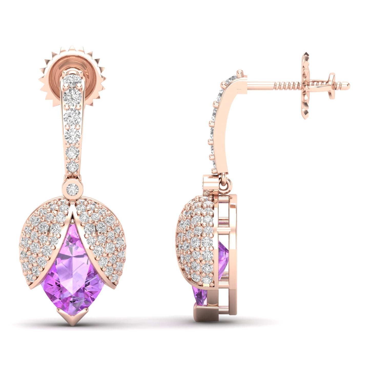 Maurya Beetle Ruby Push Back Earrings with Diamonds