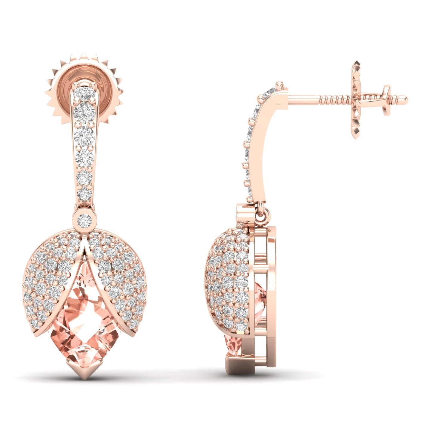 Maurya Beetle Ruby Push Back Earrings with Diamonds