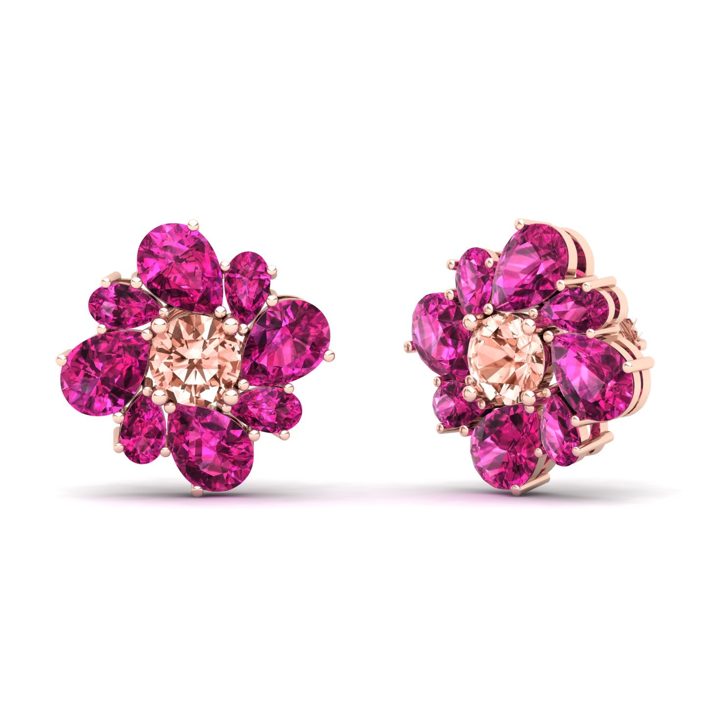 Maurya Color Strokes Peridot Stud Earrings with Morganite
