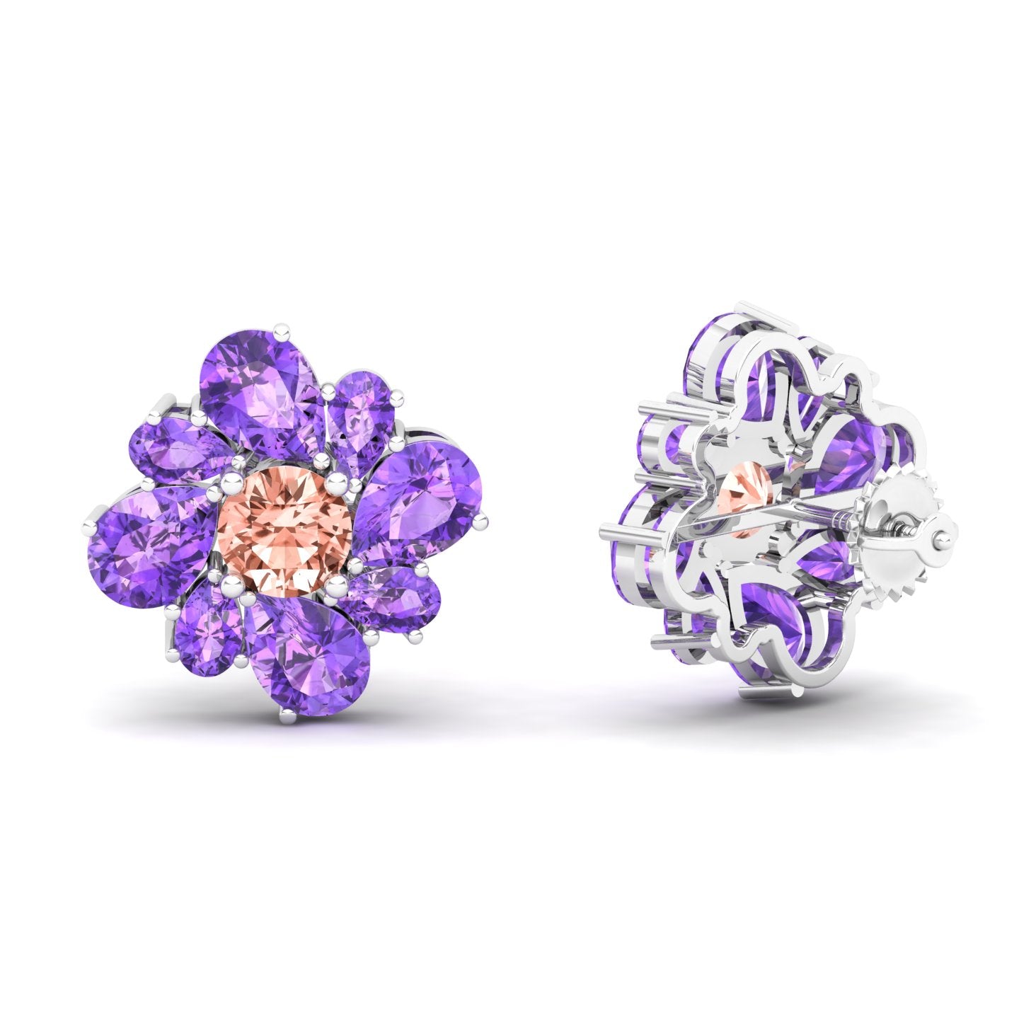 Maurya Color Strokes Peridot Stud Earrings with Morganite