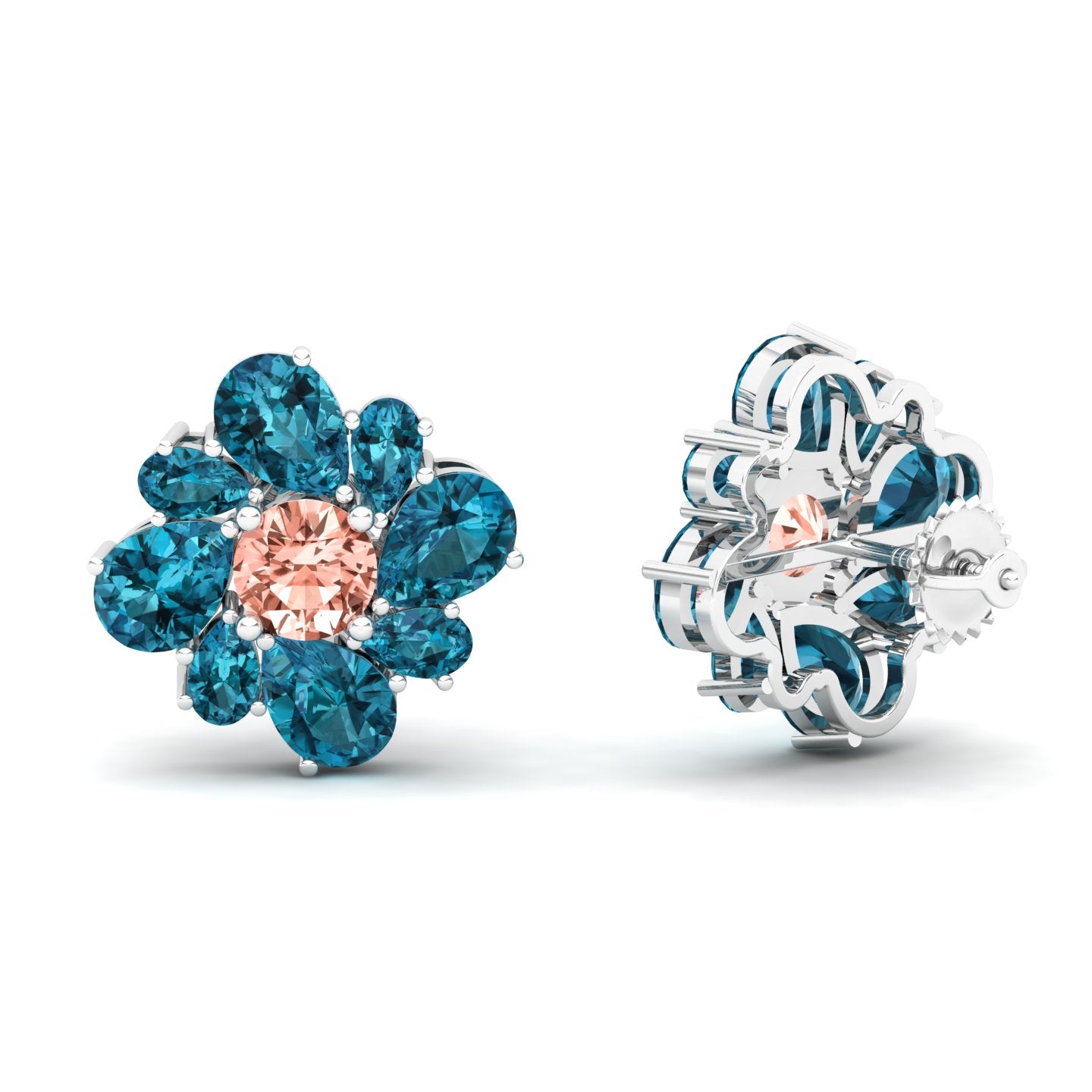 Maurya Color Strokes Peridot Stud Earrings with Morganite