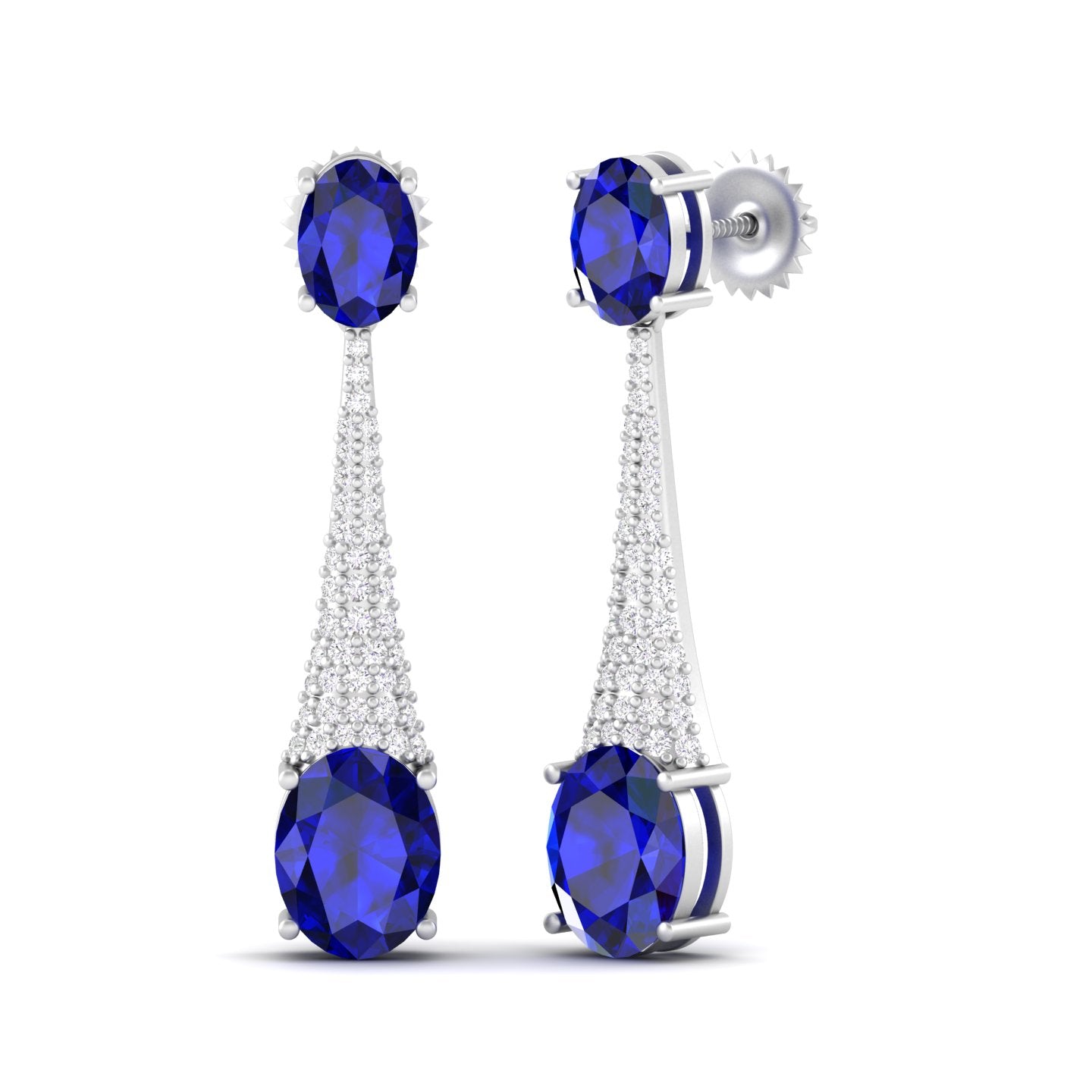 Maurya London Blue Topaz Camisole Dangle Earrings with Diamonds