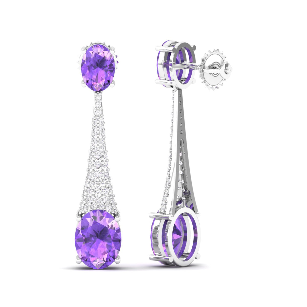 Maurya London Blue Topaz Camisole Dangle Earrings with Diamonds