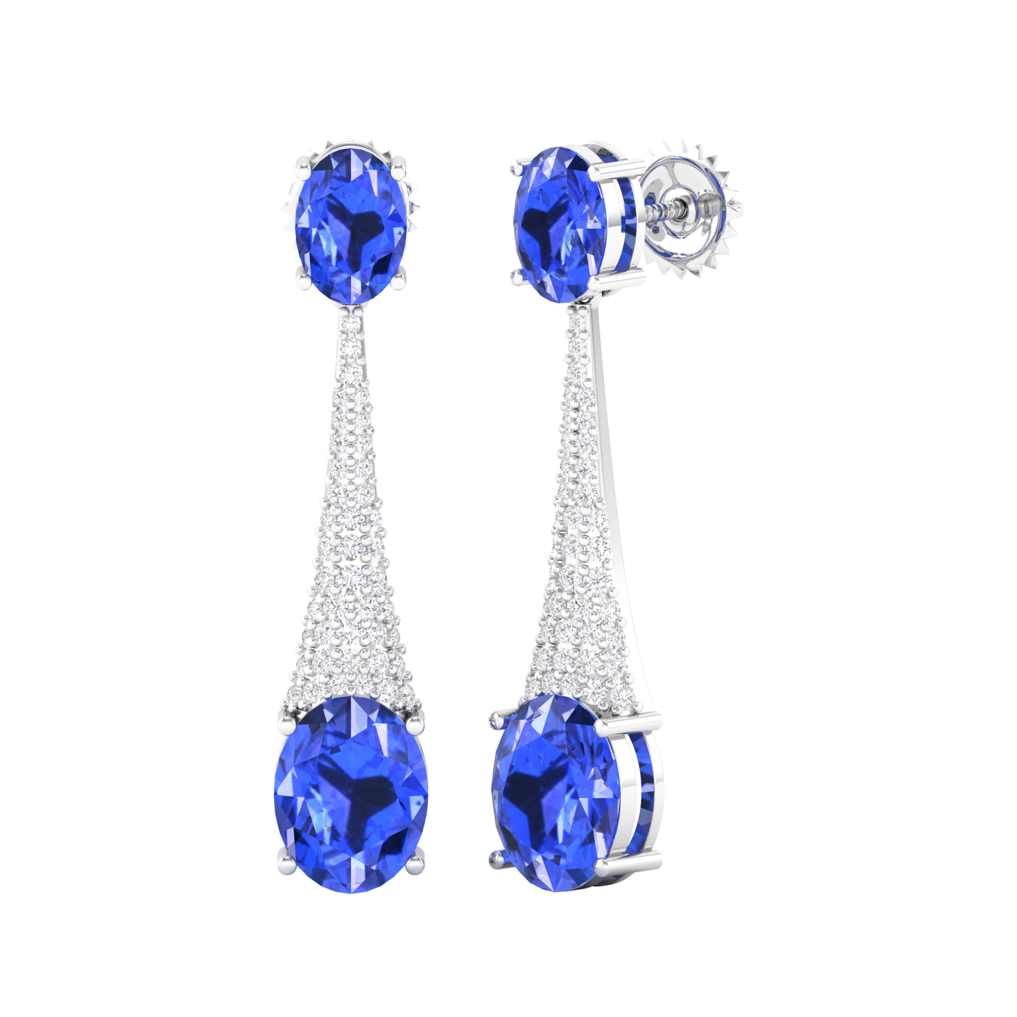 Maurya London Blue Topaz Camisole Dangle Earrings with Diamonds