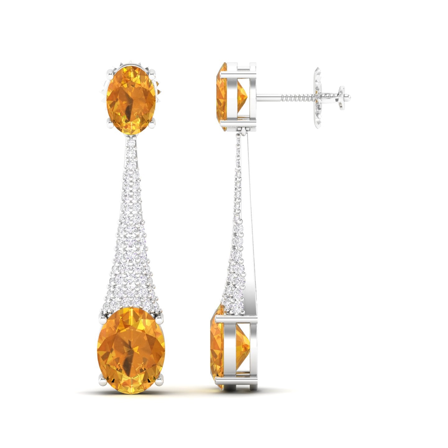 Maurya London Blue Topaz Camisole Dangle Earrings with Diamonds
