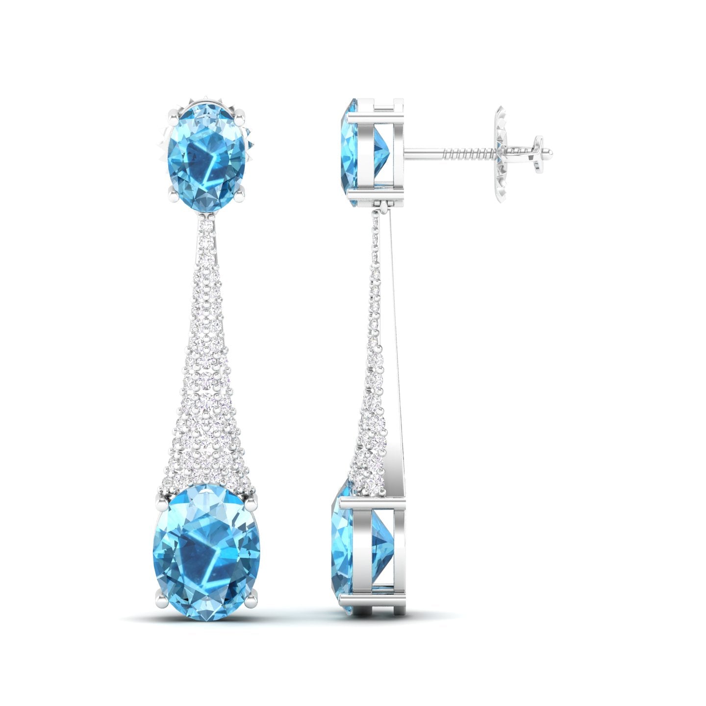 Maurya London Blue Topaz Camisole Dangle Earrings with Diamonds