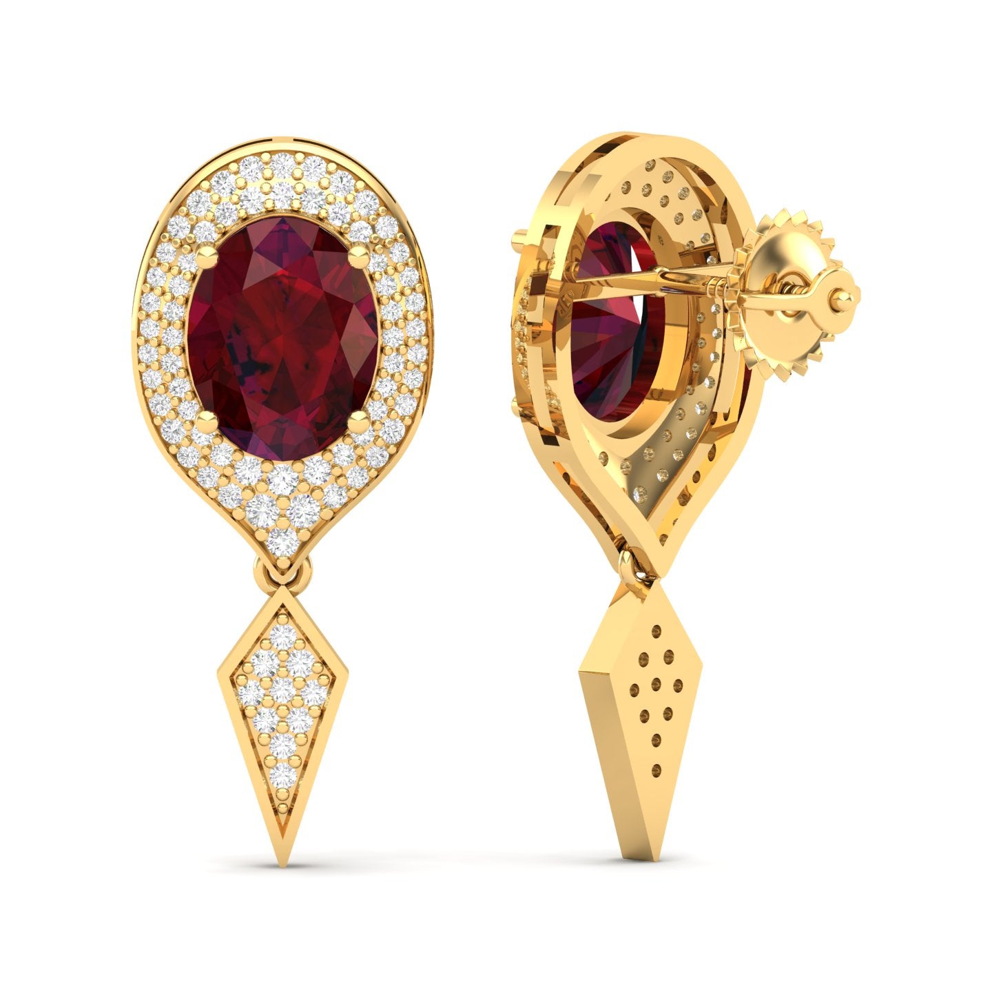 Maurya Pink Amethyst Quiescent Push Back Earrings with Diamonds