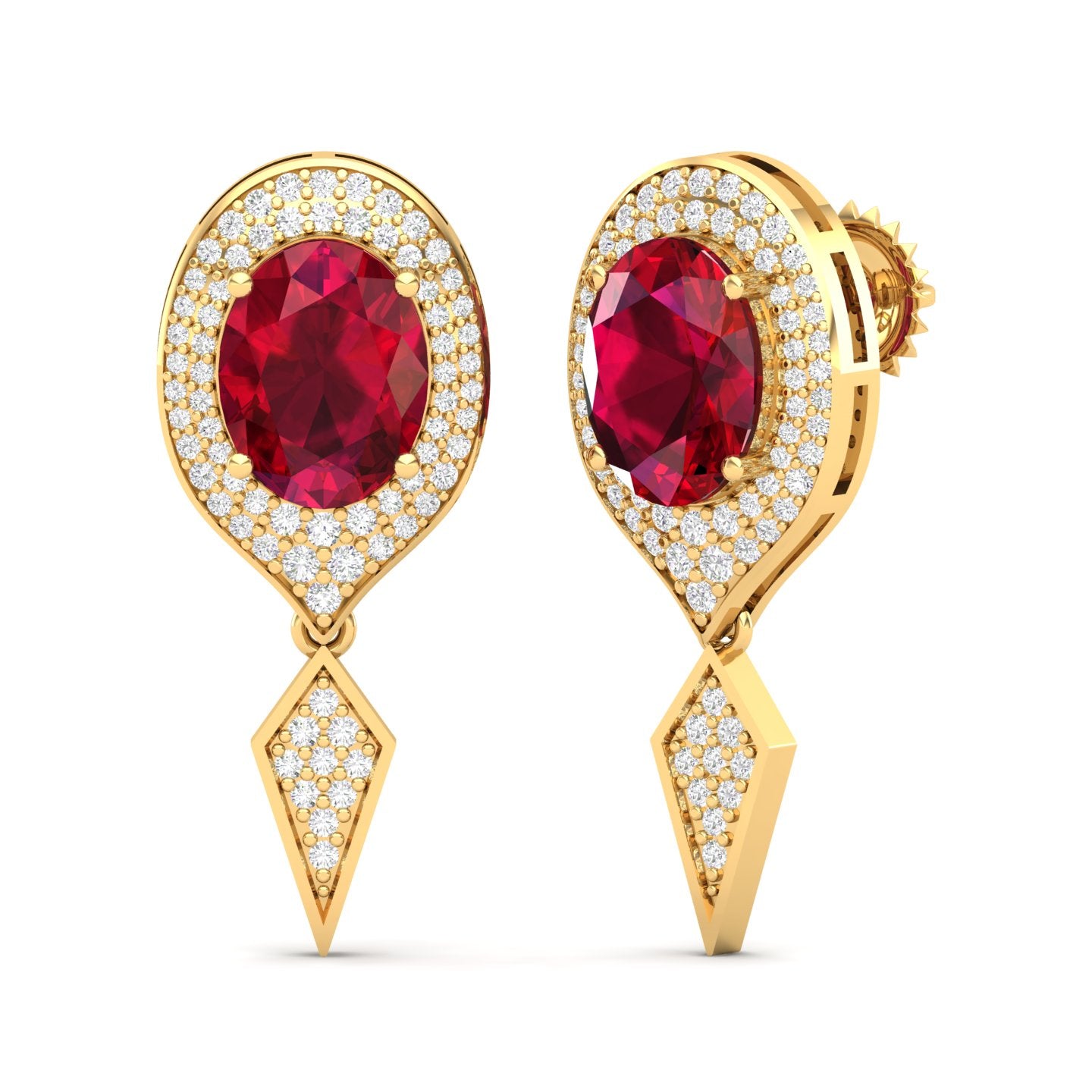 Maurya Pink Amethyst Quiescent Push Back Earrings with Diamonds