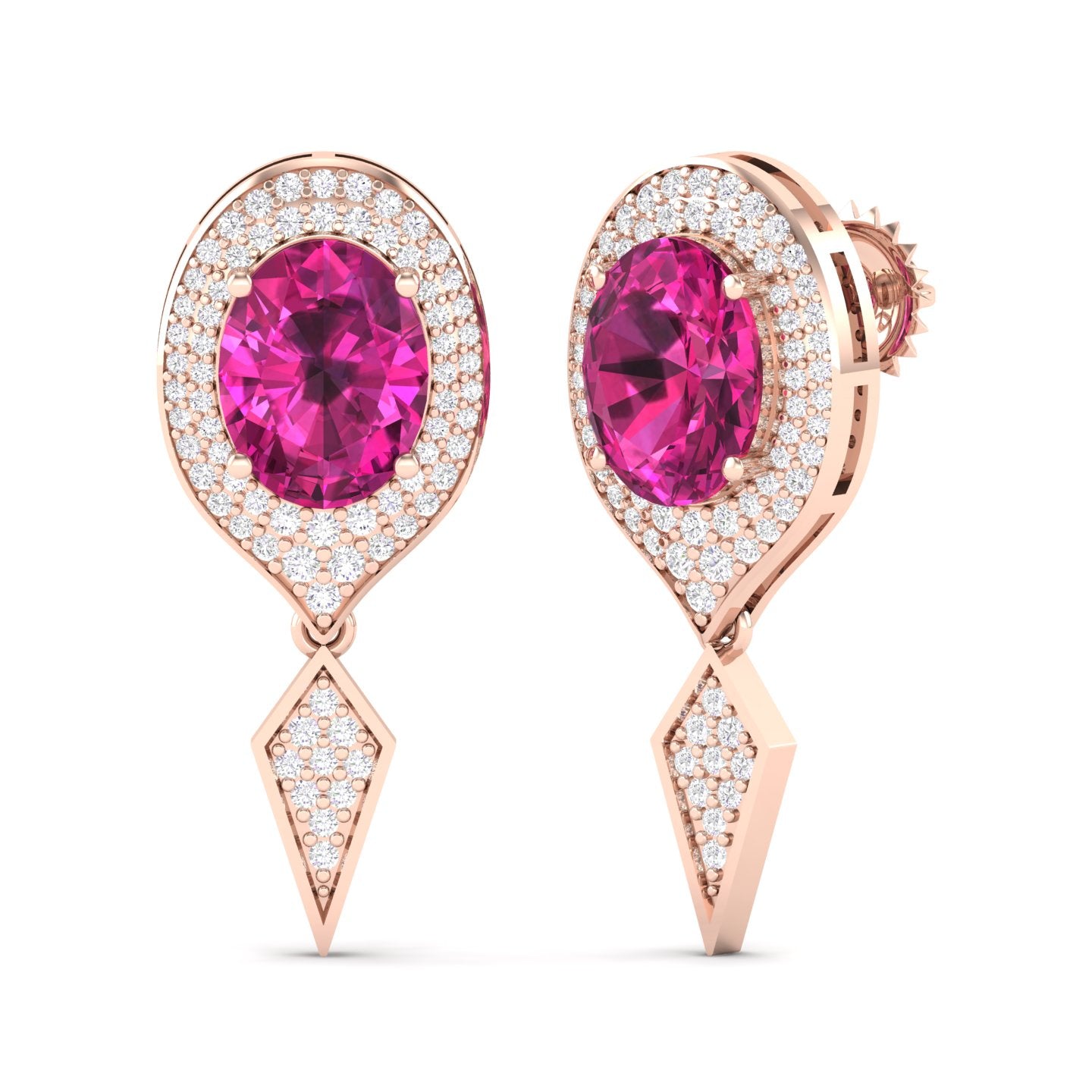 Maurya Pink Amethyst Quiescent Push Back Earrings with Diamonds