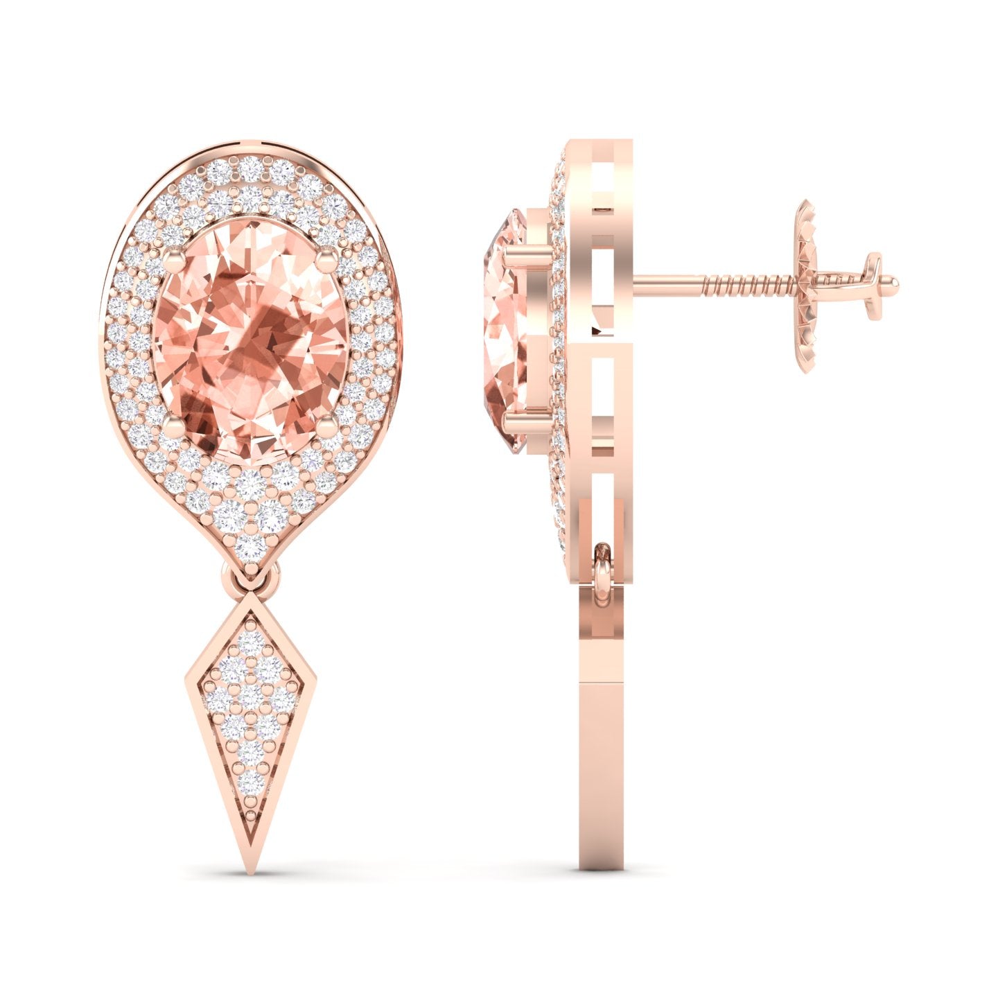 Maurya Pink Amethyst Quiescent Push Back Earrings with Diamonds
