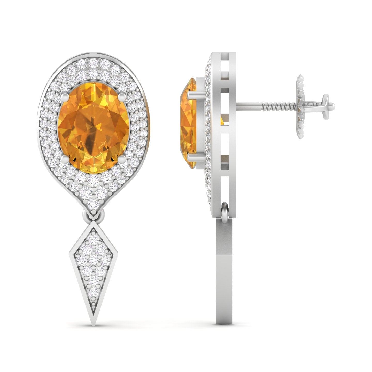 Maurya Pink Amethyst Quiescent Push Back Earrings with Diamonds