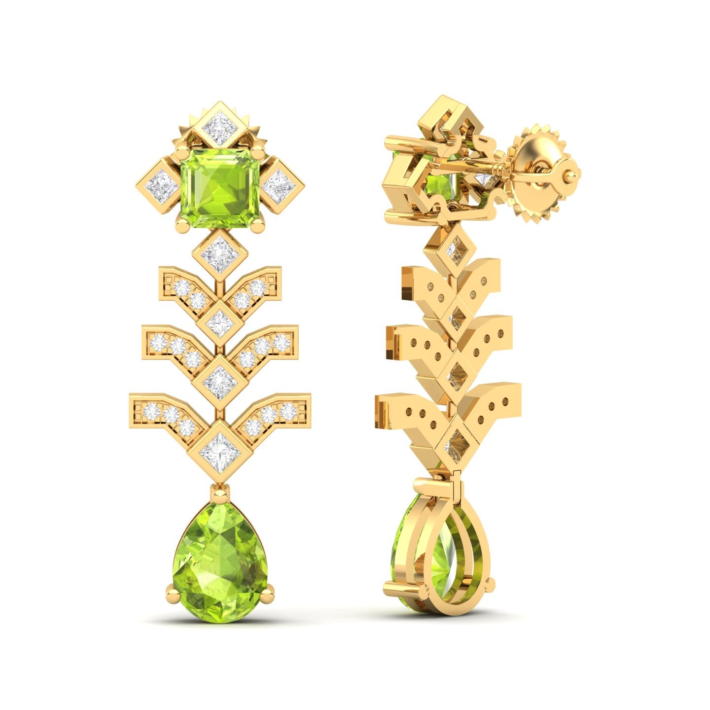 Maurya Blue Sapphire Elevation Drop Earrings with Diamonds