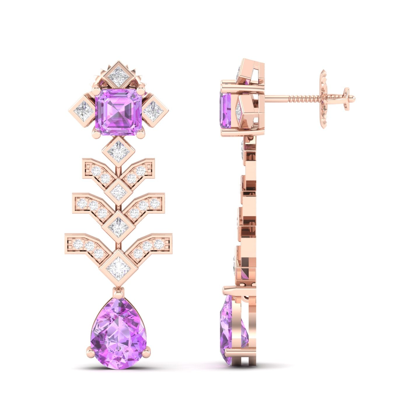 Maurya Blue Sapphire Elevation Drop Earrings with Diamonds