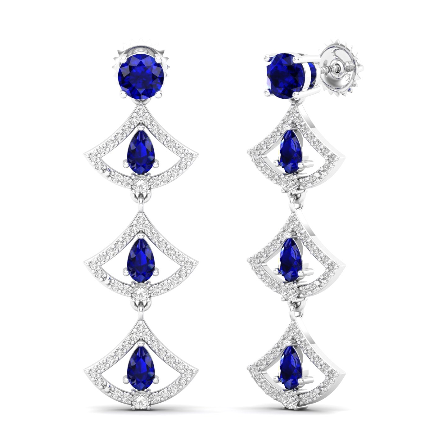 Maurya Graduating Ruby Horus Earrings with Diamonds