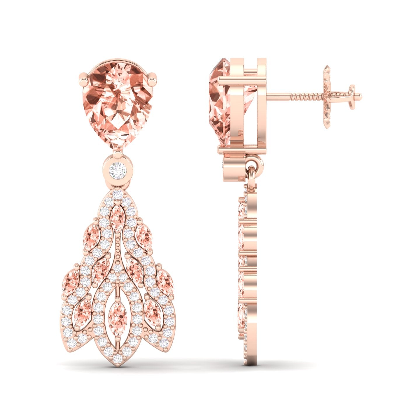 Maurya London Blue Topaz Peacock Fur Push Back Earrings with Diamonds
