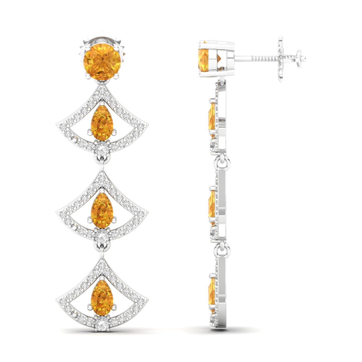 Maurya Graduating Ruby Horus Earrings with Diamonds