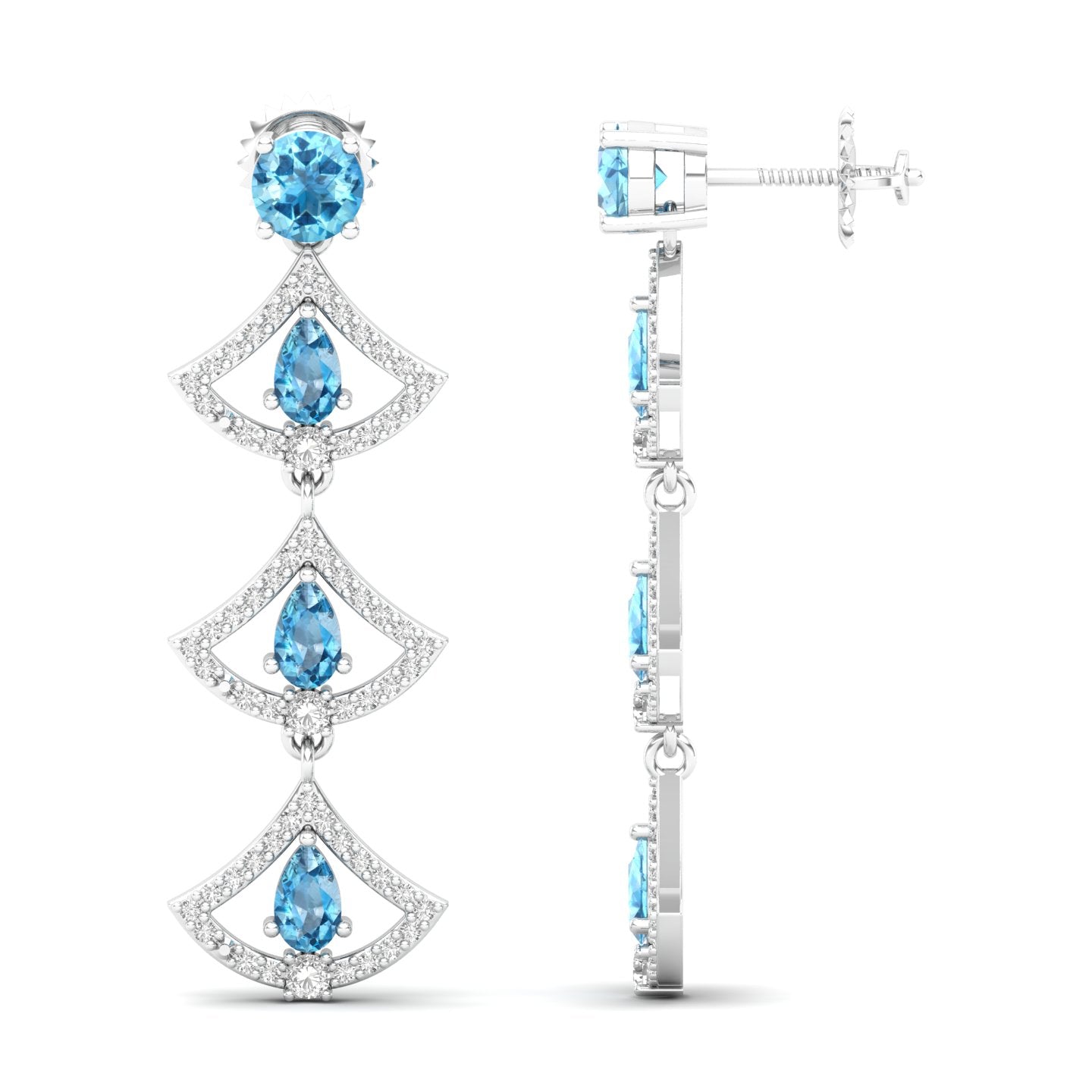 Maurya Graduating Ruby Horus Earrings with Diamonds