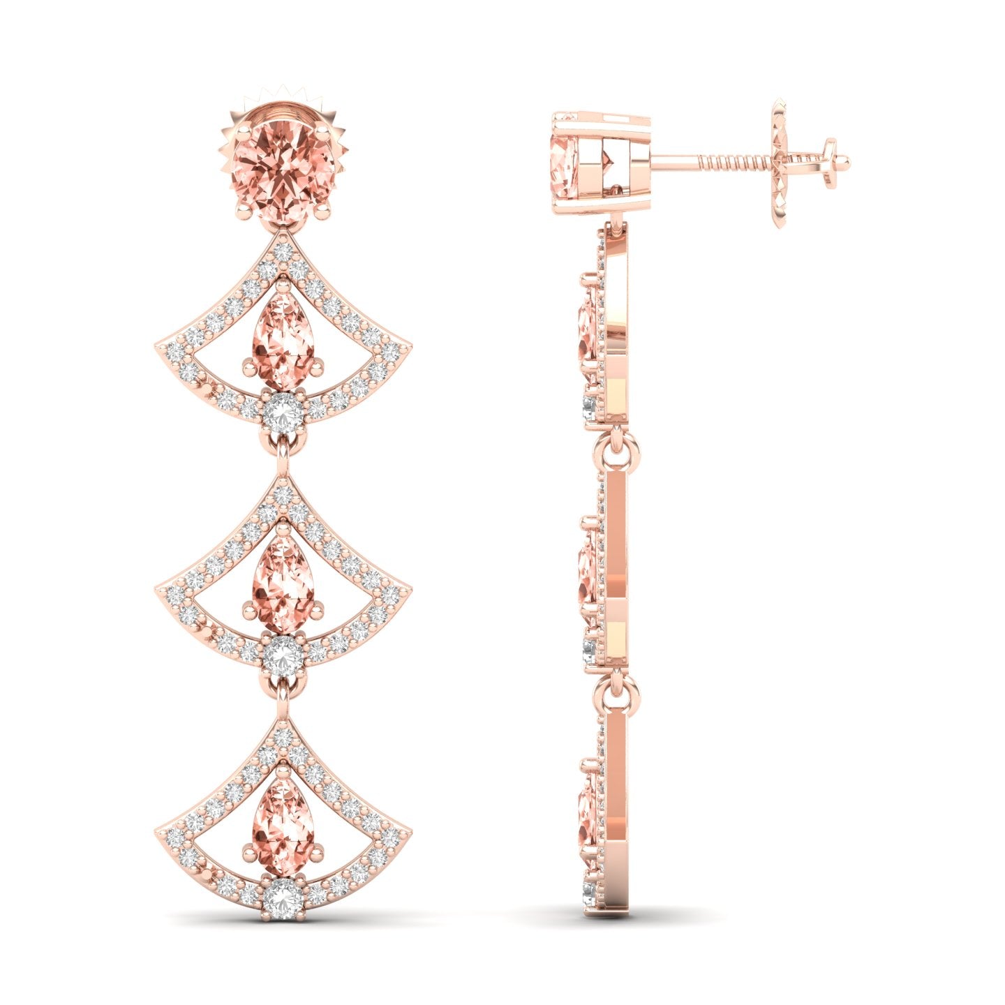 Maurya Graduating Ruby Horus Earrings with Diamonds