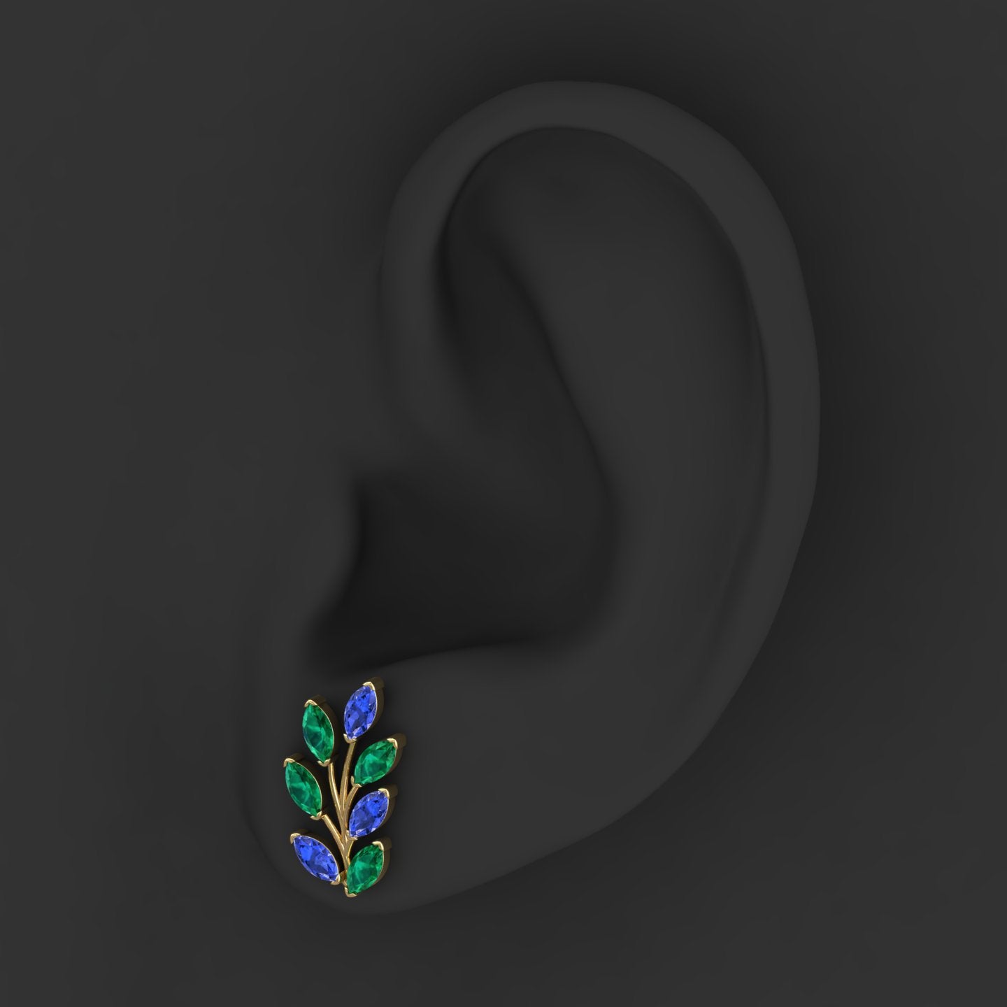 Maurya Frozen Life Tanzanite Push Back Earrings with Topaz