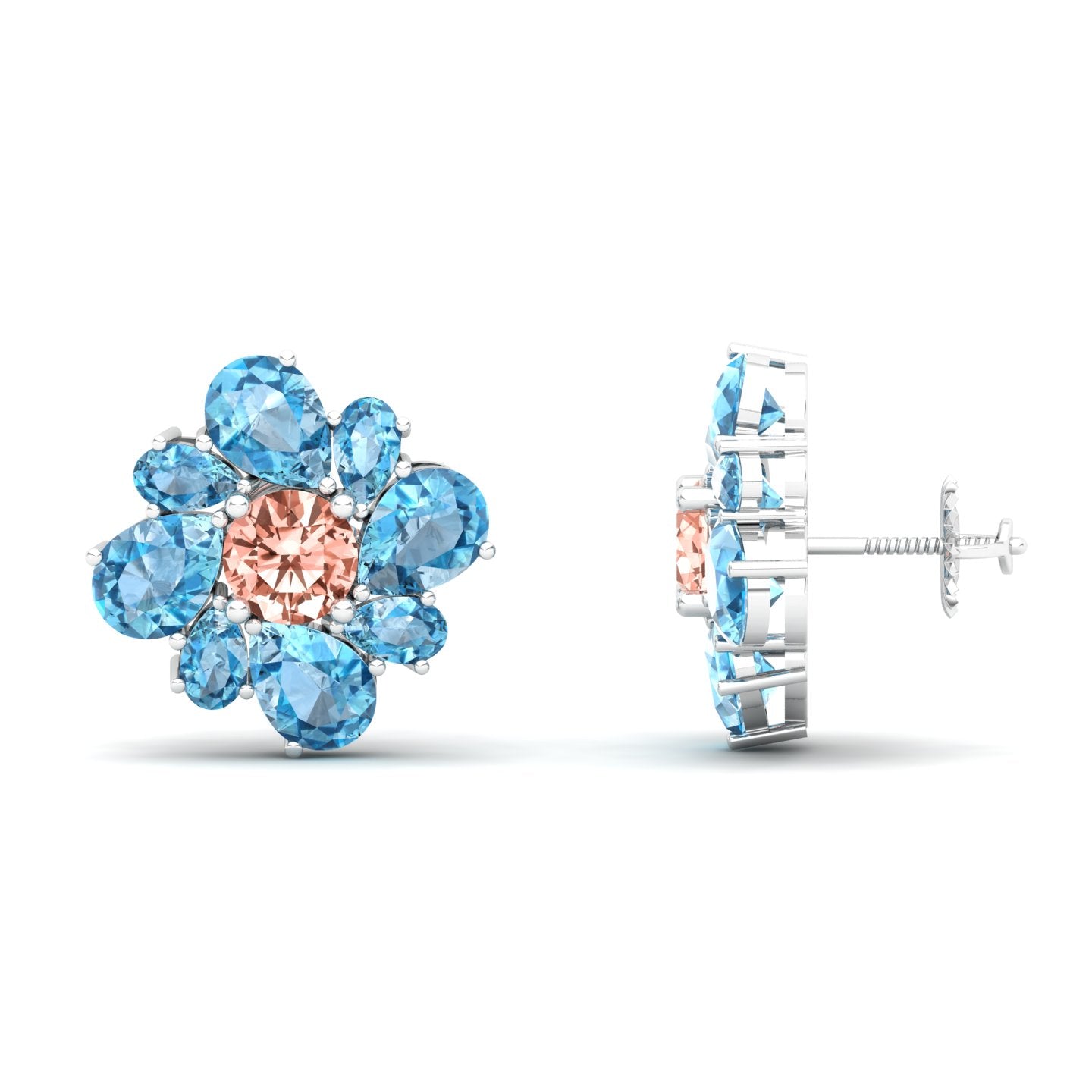 Maurya Color Strokes Peridot Stud Earrings with Morganite