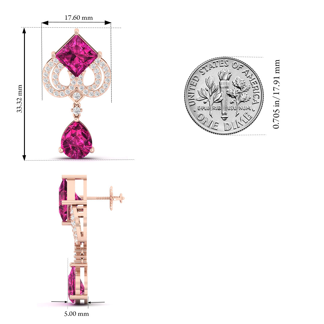 Maurya Blue Sapphire High Symbol Drop Earrings with Diamonds