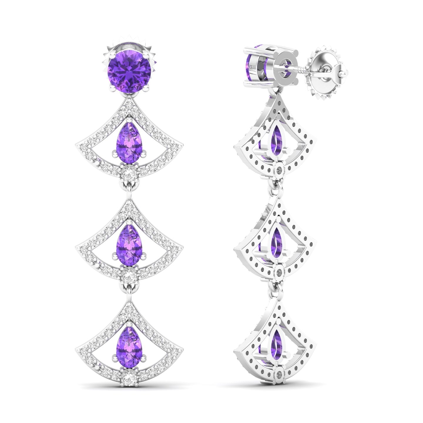 Maurya Graduating Ruby Horus Earrings with Diamonds