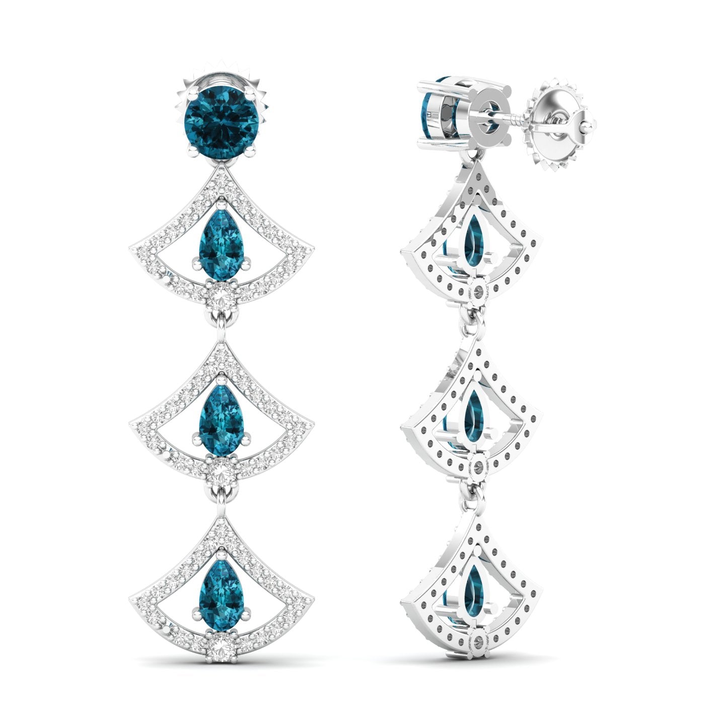 Maurya Graduating Ruby Horus Earrings with Diamonds