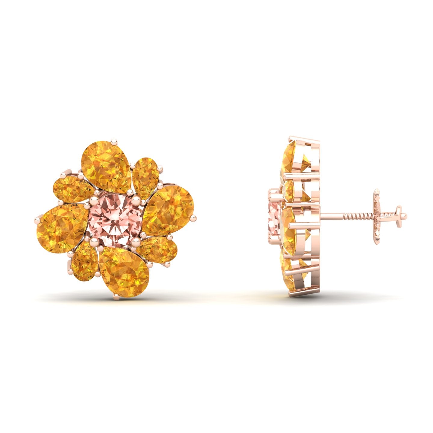 Maurya Color Strokes Peridot Stud Earrings with Morganite