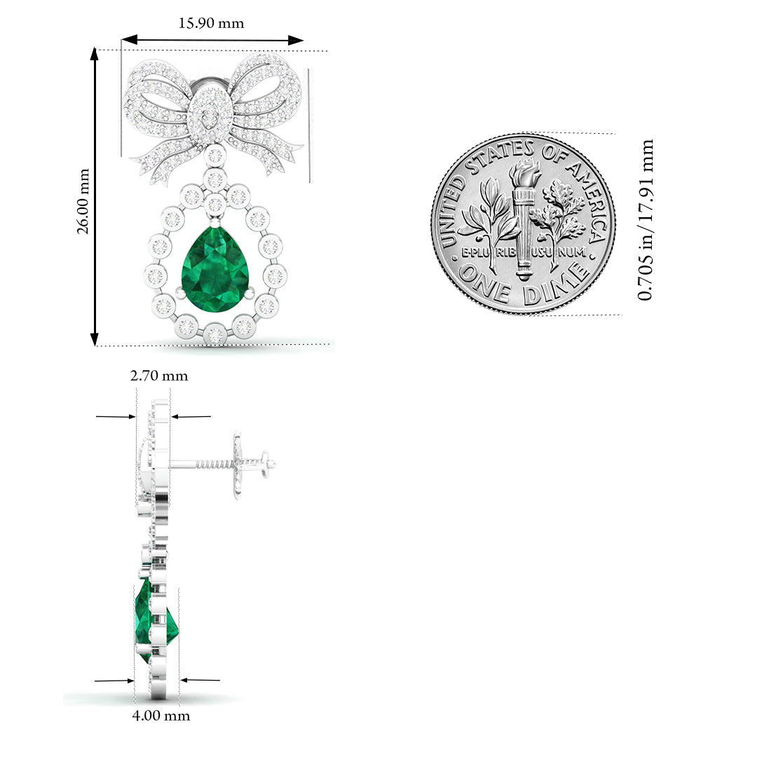 Maurya Spangle Emerald Drop Earrings with Diamonds