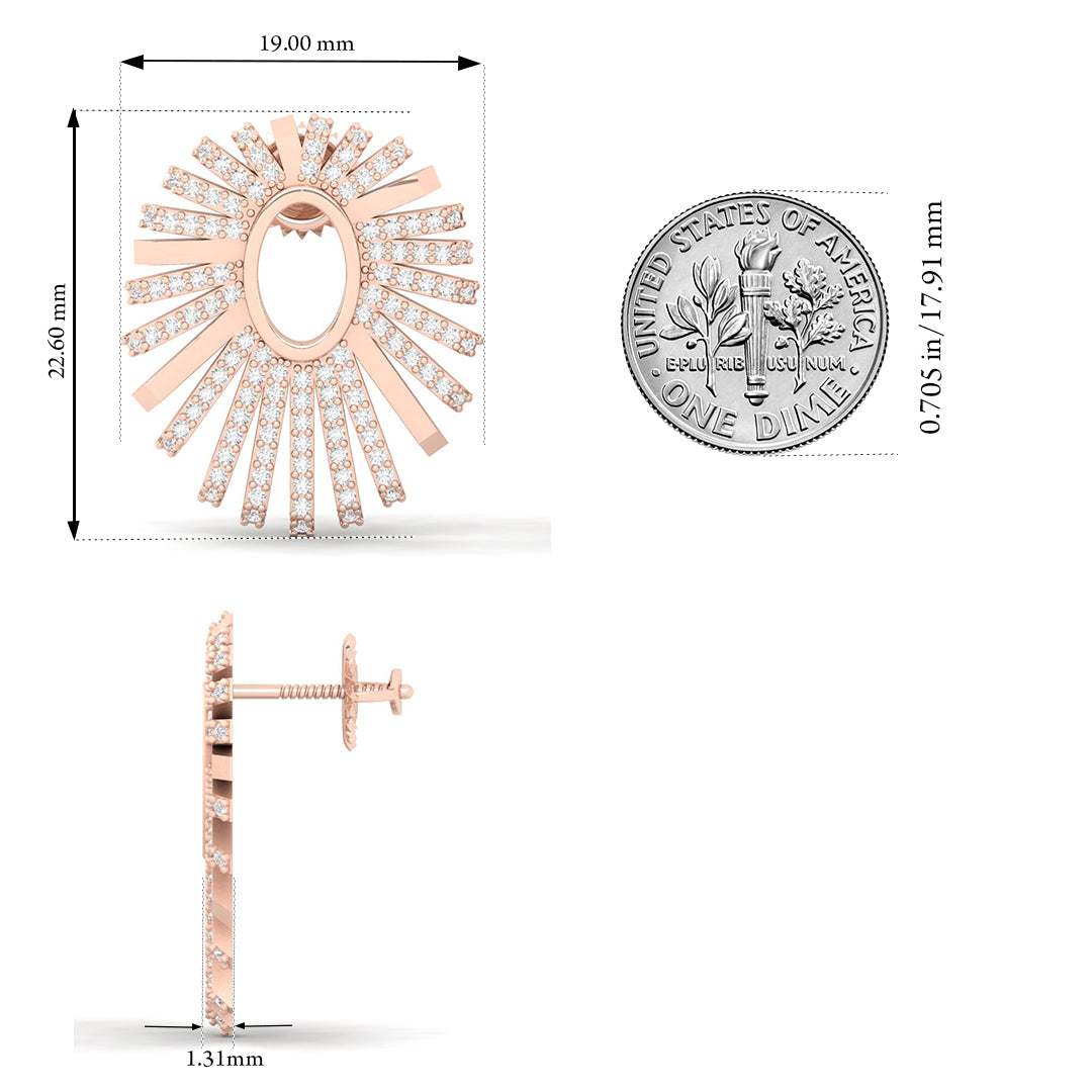 Maurya Groove Push Back Earrings with Diamonds