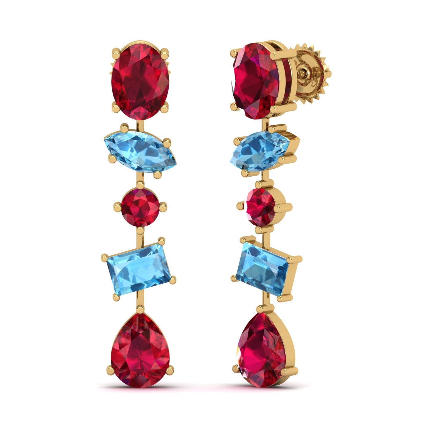 Maurya Crystals Drop Earrings with Sapphire and Topaz
