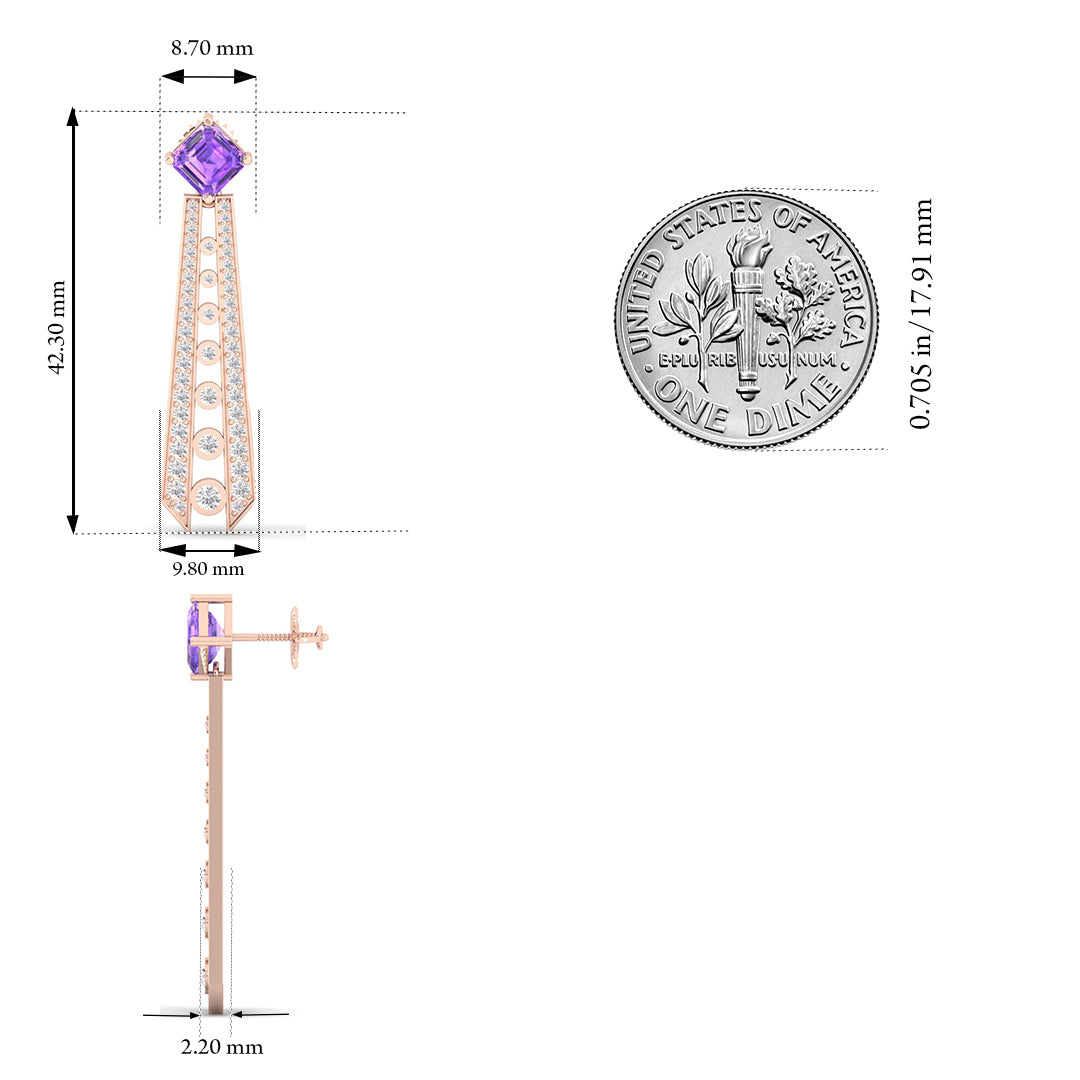 Maurya Amethyst Ginga Fashion Earrings with Diamonds