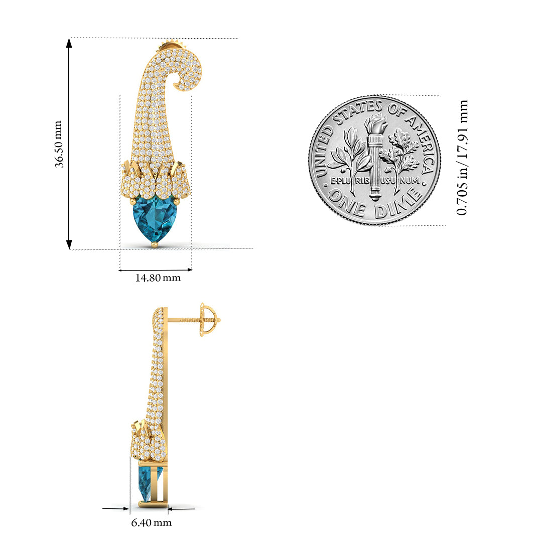 Maurya Kalangi Topaz Drop Earrings with Diamonds