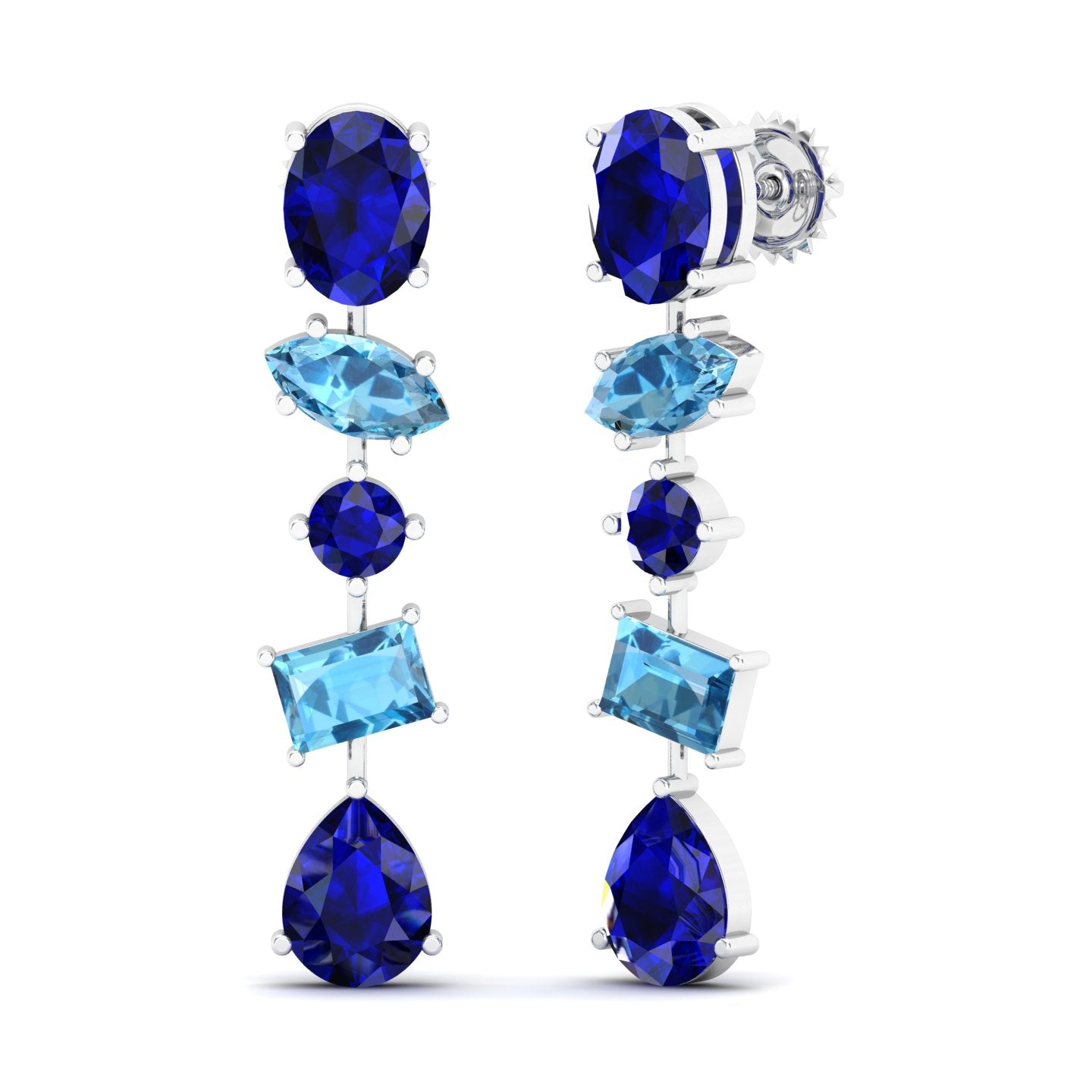 Maurya Crystals Drop Earrings with Sapphire and Topaz