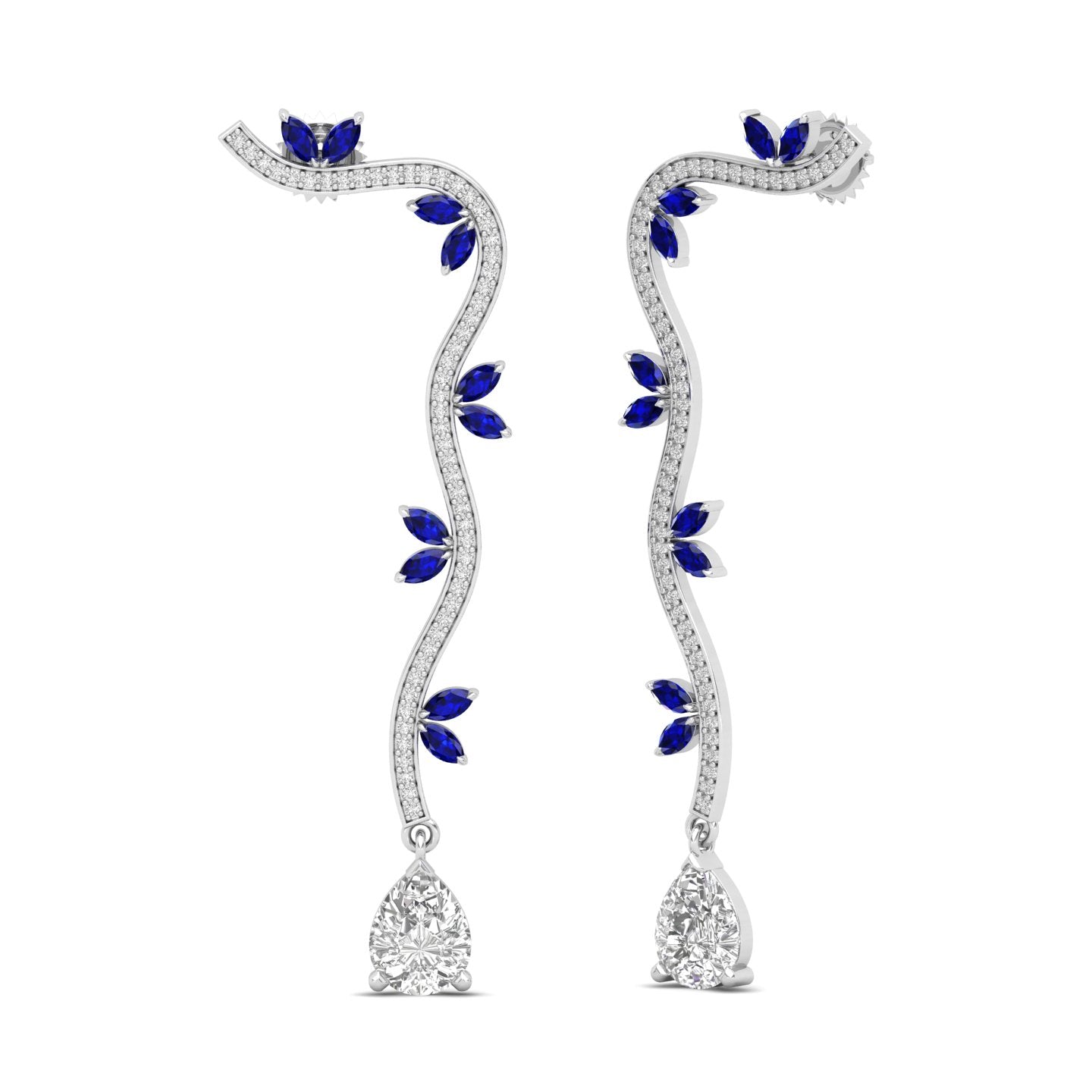 Maurya Bamboo Peridot Drop Earrings with Diamonds