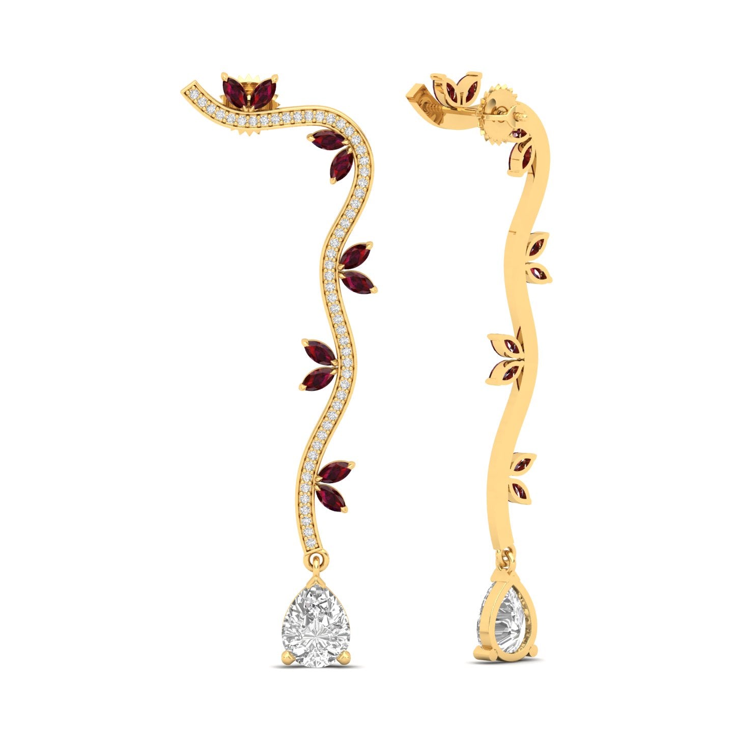 Maurya Bamboo Peridot Drop Earrings with Diamonds