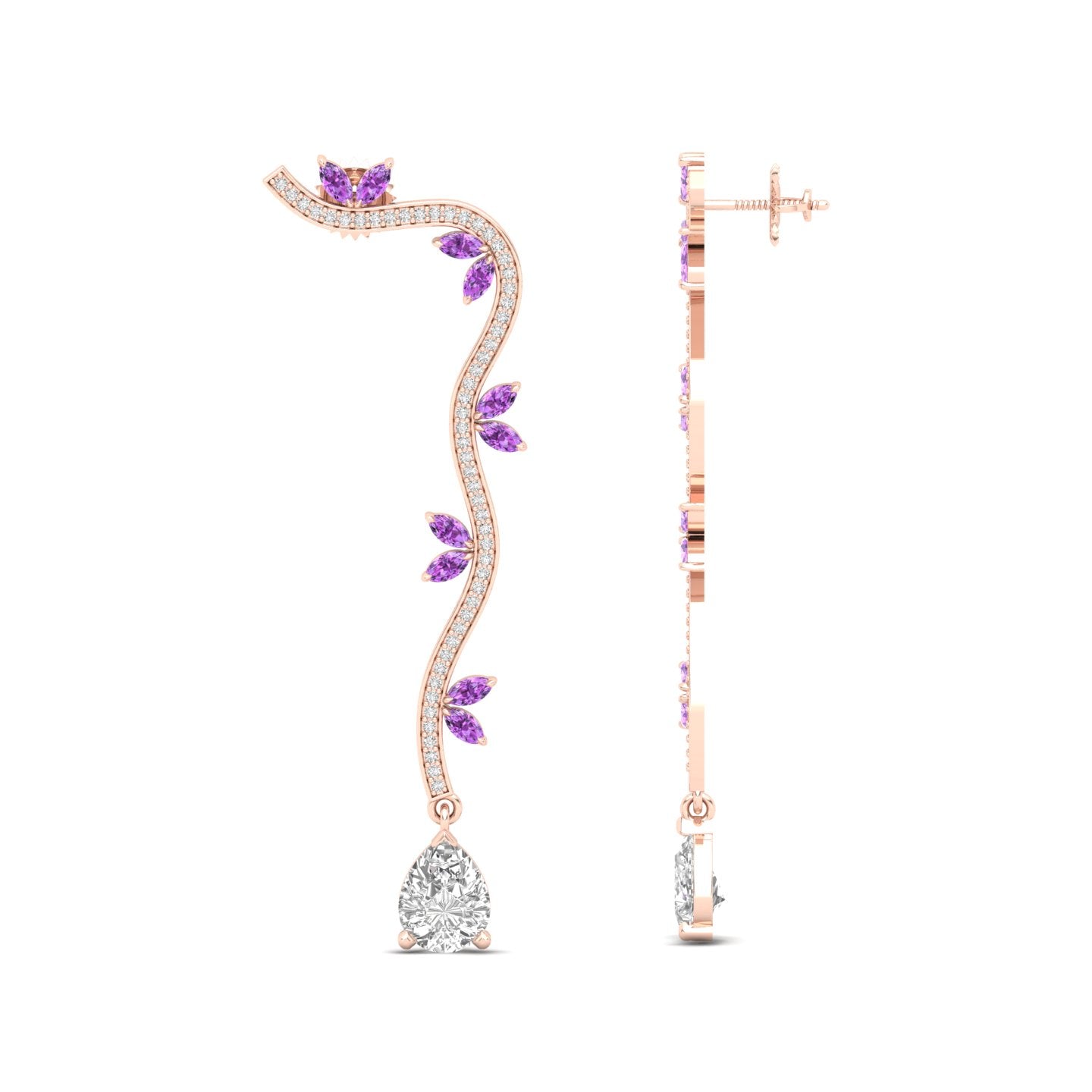 Maurya Bamboo Peridot Drop Earrings with Diamonds