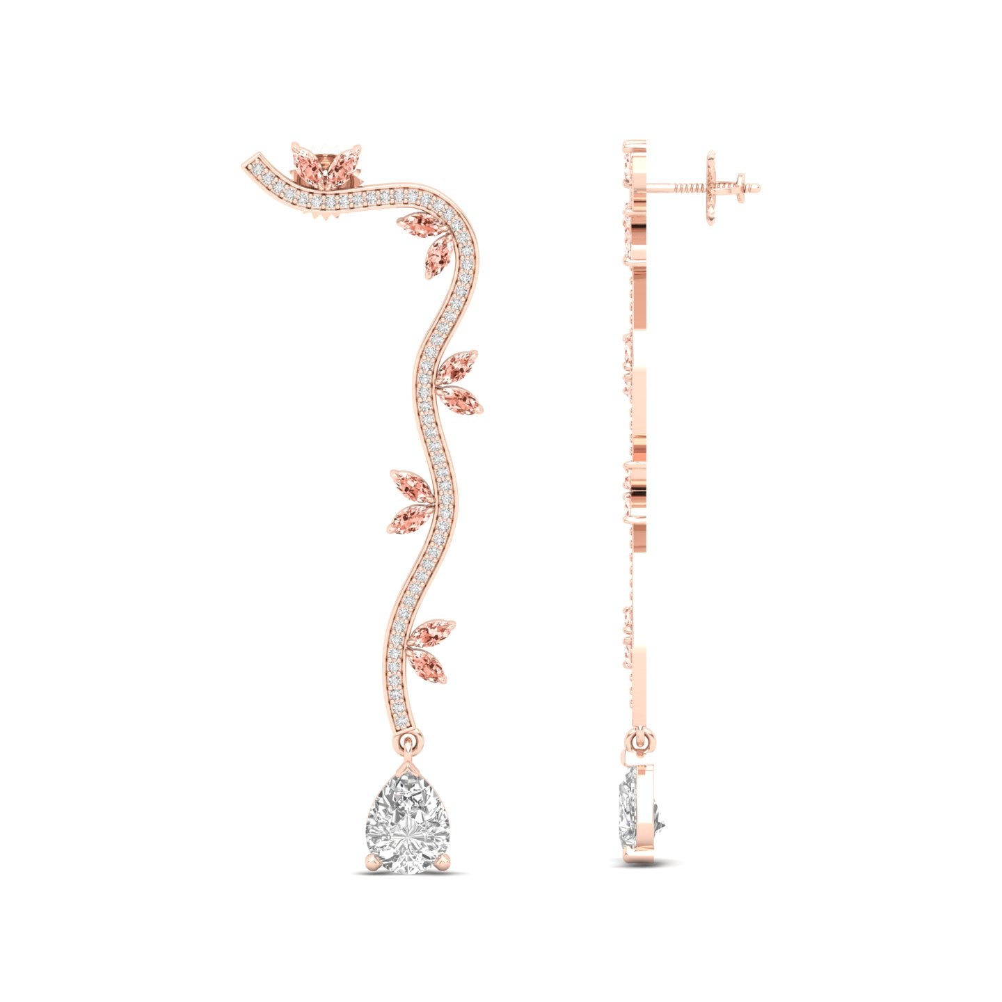 Maurya Bamboo Peridot Drop Earrings with Diamonds